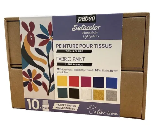 Pebeo Stoff Farben Setacolor Sammlung Set 10 X 45ml Für Licht Farbe Textil