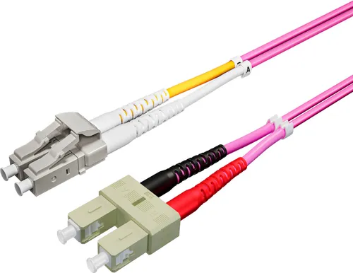 Duplex Patchkabel LC/SC 50/125µ, OM4 violett, 15m