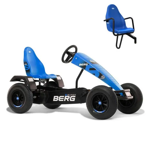 BERG Gokart XL B.Super Blue BFR inkl. Soziussitz - Go-Kart für Kinder ab 5 Jahren, mit verstellbarem Sitz und robustem Rahmen. Das BFR-System ermöglicht sicheres Bremsen und Rückwärtsfahren. Ideal für Fahrspaß und Stabilität auf jedem Terrain.