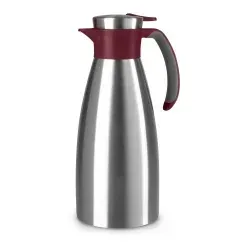 EMSA Soft Grip Isolierkanne 1500 ml - Thermobehälter mit Quick Tip Verschluss für einfaches Ausgießen, elegantes Design aus Edelstahl in Rot, ideal für Zuhause und unterwegs.