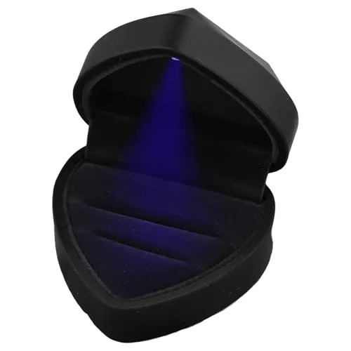 Jinlaili Ringschachtel Hochzeit, 70x65x45MM Ringschatulle Doppelte mit LED, Ringbox mit Samt Interieur, Schmuck Präsentationsbox, Herz Ringkästchen für Verlobung Hochzeit Zähler Display (Schwarz 3)