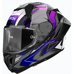 Airoh GP 800 Must Integralhelm - Schwarz/Grau/Gelb/Lila - M - Vollvisierhelm mit aerodynamischem Design aus HPC Carbon, optimal für anspruchsvolle Fahrten. Ausgestattet mit Pinlock® 120 XLT, hervorragender Belüftung und komfortablem, hypoallergenem Innenfutter.
