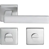 MeinTürgriff Drückergarnitur Trento Edelstahl - Türsicherungen für Zimmertüren und Badezimmer, aus hochwertigem Edelstahl in eleganter L-Form, ideal für moderne Wohnräume.