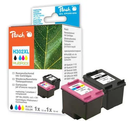 Peach Multi Pack 2er-Pack Tintenpatronen HP 302XL