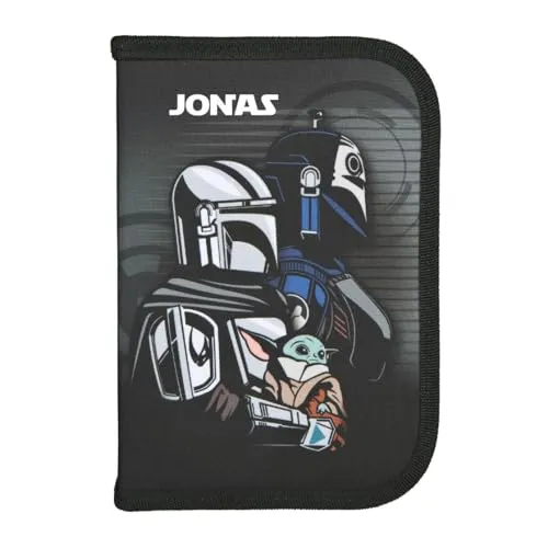 Undercover Federmappe Star Wars Jungen, Personalisiert mit Name, Federtasche DarthVader mit Inhalt Stiften, Schüleretui Grundschule Schulanfang Kinder, grau