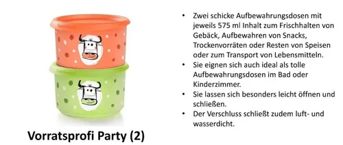 TUPPERWARE Vorratsdose Dosen 2er Set mit Kuh Motiv 575 ml - Vorratsdosen Set mit fröhlichem Kuh Motiv, ideal für die Aufbewahrung von Lebensmitteln, mit 575 ml Kapazität pro Dose.