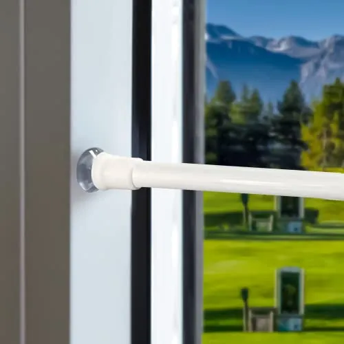 Stücks Klemmstange für Gardinen Gardinenstange zum Klemmen Spannstange, Ausziehbar, Kein Bohren oder Kleben für die Installation erforderlich, Länge 45-60cm (Weiß) 2