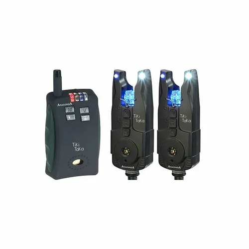 Anaconda Tiki Taka Bissanzeiger Set 2+1 - Elektronisches Bissanzeiger Set mit 2 Funkbißanzeigern und 1 Empfänger, perfekt für präzises Angeln und stressfreies Fischen.