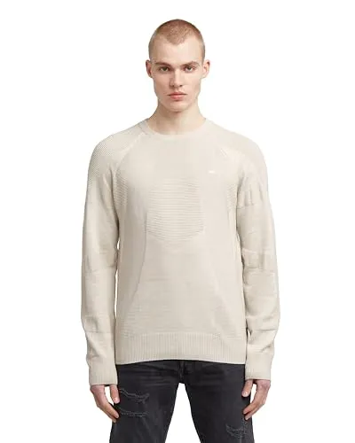 G-Star D26777-C259-G908 3D geripptes Sweatshirt Biker beige (XXL) - Herren-Sweatshirt mit einzigartigem Rippenmuster, aus 50% Bio-Baumwolle und 50% Polyacryl, ideal für einen lässigen Look und nachhaltig produziert.