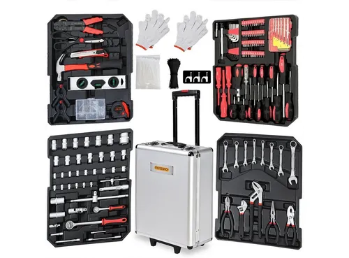 Monzana Werkzeugkoffer 101717, 899-teilig im Aluminium Klapptrolley - Werkzeugkoffer für Haushalt, Werkstatt und mehr, mit 899 Teilen und praktischem Trolley-Design für einfache Mobilität und schnellen Zugriff auf Ihr Werkzeug.