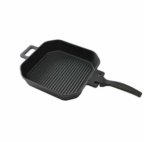 PROREGAL® Grillpfanne Gusseisenpfanne 25 x 25 cm mit abnehmbaren Griff - Hochwertige Gusseisenpfanne für perfekte Grill- und Bratresultate, exzellente Hitzeverteilung und einfacher Platzsparende Lagerung dank abnehmbarem Griff.