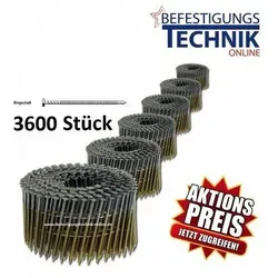 16° Coilnägel 3,1x90mm glatt verzinkt - Coilnägel für Coilnagler, ideal für den Hausbau und Verpackungen, mit 3600 Stück pro Packung für effizientes Arbeiten.