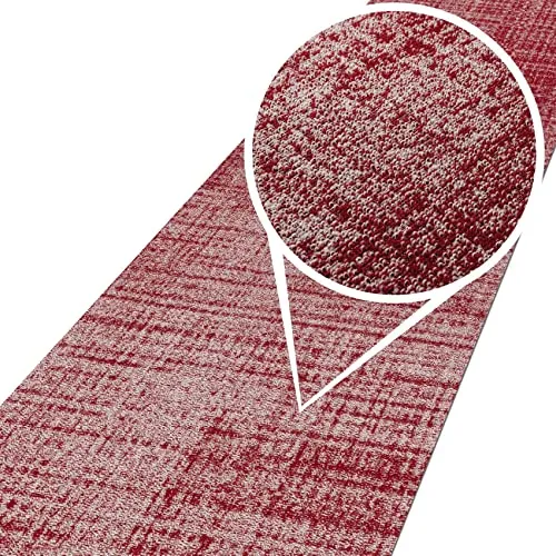 ANRO Teppich Läufer Wohnzimmer Flur Schlafzimmer Küche Küchenläufer Küchenteppich rutschfest Meterware Anton Rot 67 x 100cm Neuheit