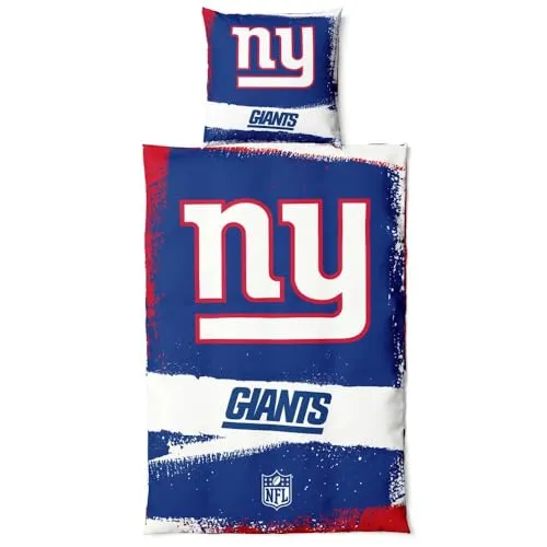 New York Giants NFL Bettwäsche-Set - Offizielles NFL Fanartikel, 100% Baumwolle, mit Reißverschluss und ideal für echte New York Giants Fans.