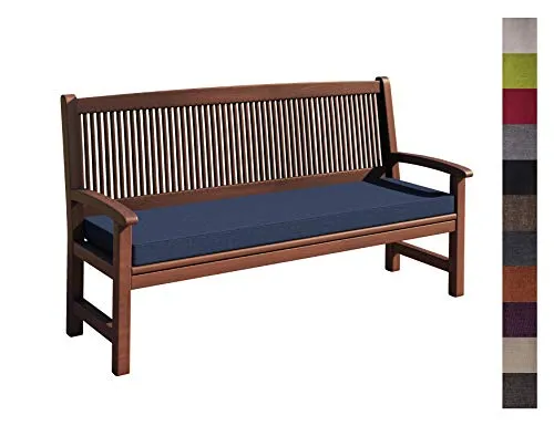 sunnypillow Bankauflage Outdoor - Stuhlkissen mit abnehmbarem Bezug - Sitzkissen für Bank - Bankpolster Polsterauflage Auflage für Gartenbank - 120 x 60 x 5cm - Bankkissen für Gartenmöbel Blau