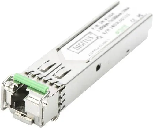 DIGITUS Gigabit SFP Modul - 1,25 Gbit/s für HP & HP Aruba - Netzwerk-Switches, bidirektionales Mini GBIC für Singlemode-Glasfaserkabel mit 20 km Reichweite und Plug & Play-Funktion für einfache Installation.