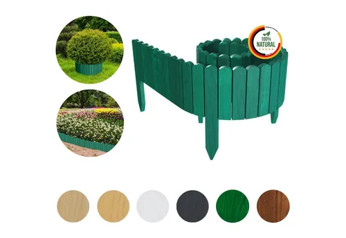 Floranica Palisade Beeteinfassung - Flexibler Rollborder für Garten - Robuste Beeteinfassung aus hochwertigem Kiefernholz, ideal für kreative Gartenumrandungen. In sechs Farben erhältlich und einfach zu installieren, bringt sie Stil und Stabilität in Ihr Beet.