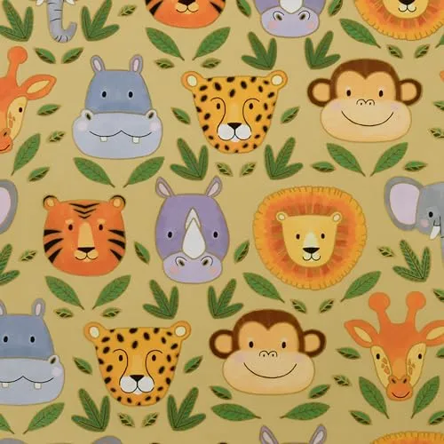 Geschenkpapier Wildtiere 70cm x 2m Rolle - Geschenk Papier mit Tiere Motiv - Geschenkpapierrolle für Kindergeburtstag Geburtstag - Farbiges Packpapier & Verpackungspapier - Bunt