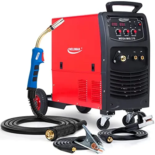 WELDMAN MEGA MIG 270-400 V - Vielseitiges MIG/MAG Schweißgerät - MIG-Schweißgerät mit IGBT-Technologie, ideal für Lötschweißen und dünne Materialien, mobil und robust mit 24 Monaten Garantie.