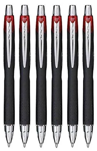 Uni Ball Red Jetstream versenkbare breite Rollerball Pen 1 mm Feder und 0,45 mm Strichbreite wasserdicht lichtdicht schnelltrocknend Pigmenttinte für schnelles Schreiben SXN-210 (Pack of 6)