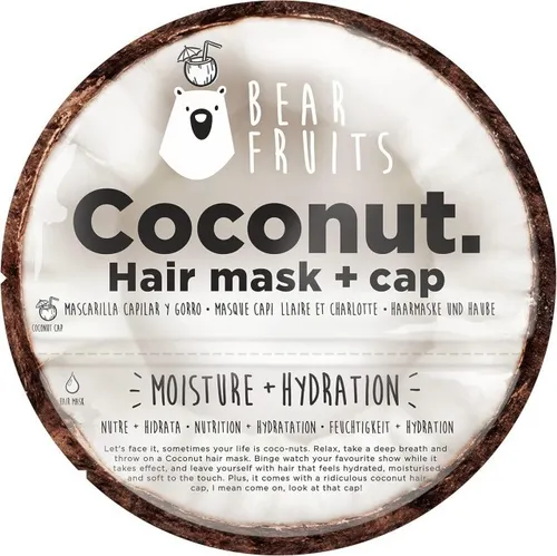 Bear Fruits Haarmaske - Coconut - 10er-Pack mit Haube - Haarmaske für intensive Pflege und Feuchtigkeit, ideal für trockene Haare. Perfekt für den täglichen Einsatz in der Haarpflege-Routine.
