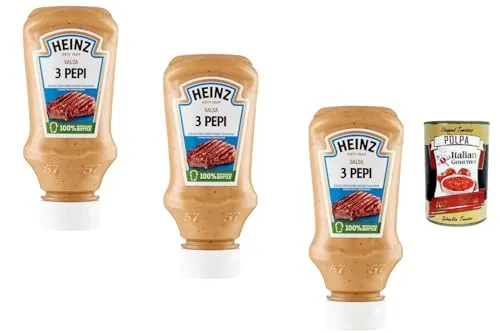 Italian Gourmet Würzige 3-Pfeffer-Sauce – Cremige Pfeffersauce mit schwarzem, weißem & grünem Pfeffer, ideal für Steak, Fleisch, Burger, Grill & BBQ – 3 x 220 g + Italian Gourmet polpa
