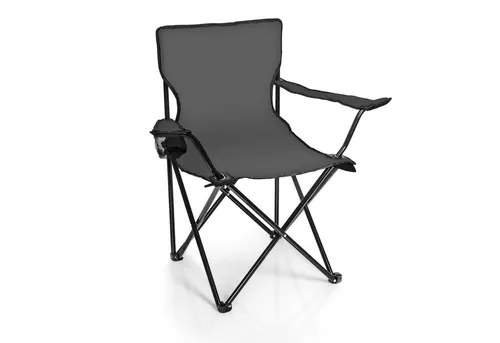 BigDean Faltstuhl DUNKELGRAU Campingstuhl Anglerstuhl mit Getränkehalter & Tragetasche - Anglersessel klappbar - Klappstuhl Gartenstuhl Faltstuhl Relaxsessel Angelsessel faltbar