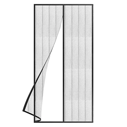 Grafner magnetisches Tür Fliegengitter, 100 x 210 cm, kinderleichte Klebemontage ohne Bohren, Magentvorhang für Balkontür Terrassentür Kellertür Schiebetür, Magnetvorhang Moskitonetz Magnet Tür