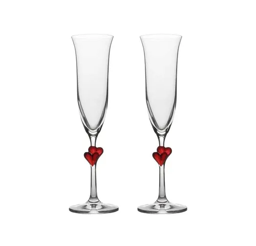 Stölzle Sektglas Stölzle Lausitz L`Amour Sektkelch rotes Herz 2er Set, Glas