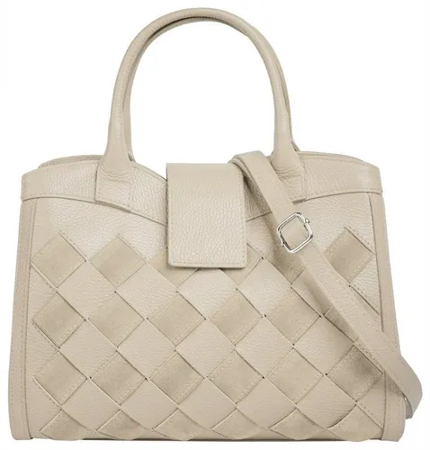 Samantha Look Handtasche Damen 021387 beige - Elegante Handtasche aus 100% Rindleder mit trendigem Flechtmuster. Geräumiges, zweigeteiltes Hauptfach und Smartphonefach für optimale Organisation. Perfekt für stilbewusste Damen!