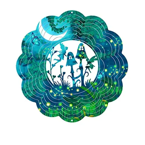 CIM Metall Windspiel – Rainbow Fairytail Forest - 250mm - leichtdrehendes Windmobile mit brillanten Farben- inklusive Aufhängung – attraktive Raum- Fenster und Garten-Dekoration - Geschenkidee