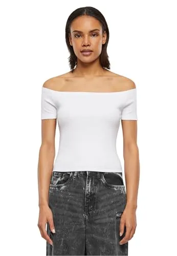 Urban Classics Damen T-Shirt Ladies Organic Off Shoulder Rib Tee, Schulterfreies T-Shirt für Frauen, Bio-Baumwolle, erhältlich in vielen Farben, Größen XS-5XL