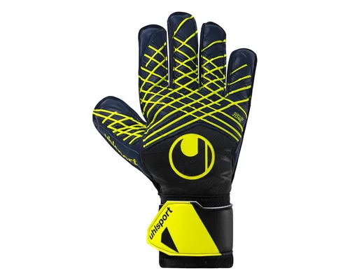 Uhlsport Prediction Soft Pro Torwarthandschuhe - Größe 8, marine-weiß-fluo gelb - Kleidung für Torhüter, ideal für Anfänger; abriebfest mit optimalem Grip und hohem Tragekomfort durch spezielle Schichten für besten Halt.