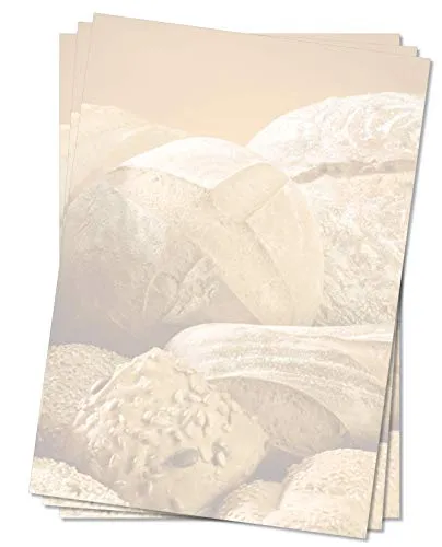 Motivpapier Briefpapier (Brot-5085, DIN A4 25 Blatt) Brötchen Bäckerei Konditorei Kaffee Cafe Gastronomie