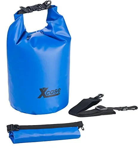 Xcase wasserfeste Tasche: Wasserdichter Packsack, strapazierfähige Industrie-Plane, 10 l, blau (Wassersport-Beutel, Storage Bag, wasserdichte)