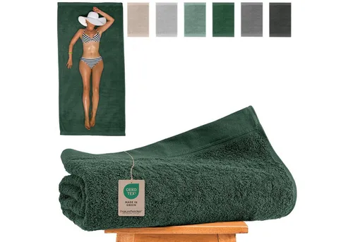 Hausfelder Saunatuch XXL Dunkelgrün 100x200 cm in grün von HAUSFELDER