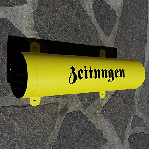 Naturholz-Schreinermeister Zeitungsrolle Gelb Matt Zeitungsbox aus Metall mit Verschluss - Gitter Zeitungsrohr Reitungsfach (Gelb)