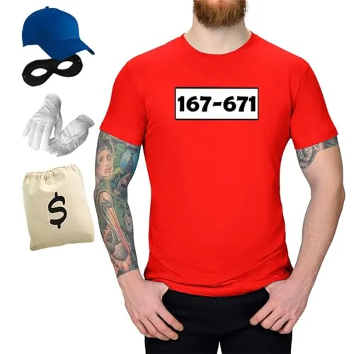 Jimmys Textilfactory T-Shirt & Tütü Panzerknacker Karneval Kostüm Set & Tüllrock XS-5XL Herren Verkleidung Fasching Outfit Rosenmontag JGA, Größe:XL, Set: Deluxe+, Logo: Standard-Nr