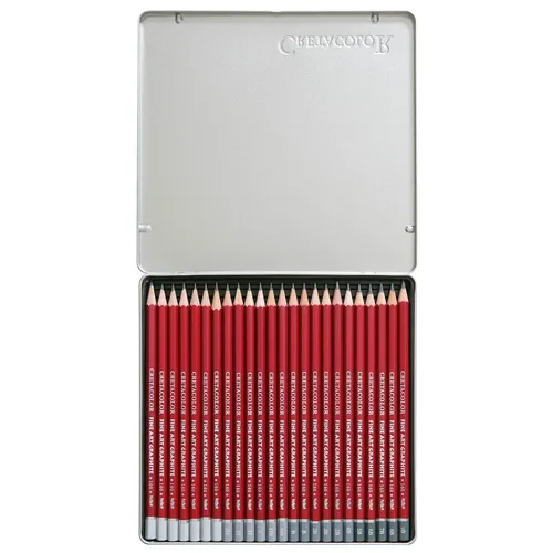 Brevillier's CRETACOLOR Graphitstifte CLEOS-Fine 9B-9H - Schreibutensilien, 24-teiliges Set für präzises Zeichnen und Skizzieren mit einer breiten Härtepalette von 9B bis 9H.