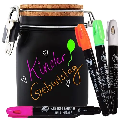 Spardose Selber Beschriften Neon bunt Geld Geschenk Idee Schwarz L