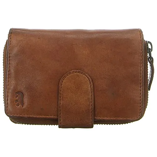 Bear Design Damen Geldbörse Cognac - 10 Kartenfächer - Hochwertige Damen-Geldbörse aus Rindleder im 