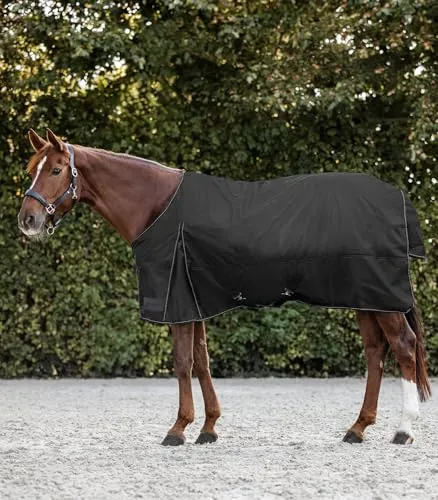 Waldhausen 300g Nordic Weidedecke Schwarz 155 cm - Reit- & Pferdebedarf – Hochwertige 300g Weidedecke mit wasserdichter Beschichtung, optimaler Passform und reflektierenden Details für Sicherheit bei jedem Wetter.