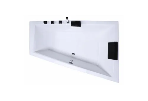 Caribia Eckwanne Diagool 170x125 Rechts mit 2 Kopfkissen - Genießen Sie entspannende Momente zu zweit in der Diagool Eckbadewanne. Ihr innovatives Design bietet höchsten Komfort, gepolsterte Nackenstützen und eine raumsparende Form. Inklusive Ablaufsystem und Wandhalterungen.