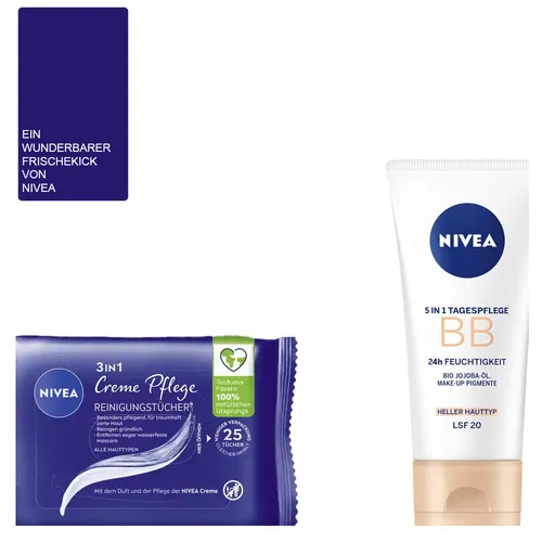 Nivea BB Creme 5in1 Set | 3tlg. Pflege & Reinigungstücher