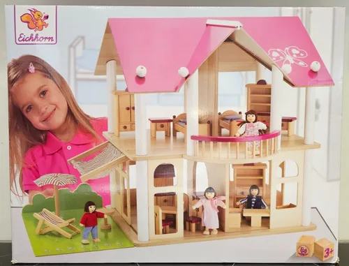 Produktbild Eichhorn Puppenvilla 100002513 mit 4 Puppen und Möbel