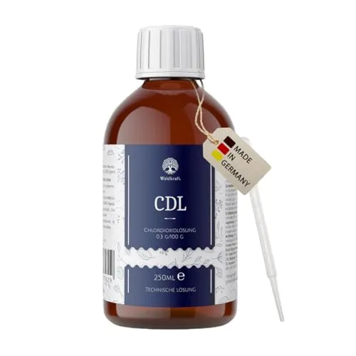 Waldkraft Chlordioxid-Lösung 250ml - Waschmittel zur Trinkwasseraufbereitung, mit 0,3% Chlordioxid für effektive Desinfektion und einfache Dosierung dank praktischer Pipette.