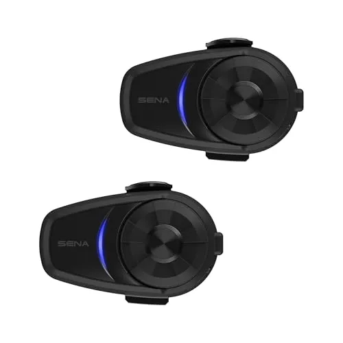 Sena Headset 10S Doppelset - Motorrad-Headset mit 12 Stunden Sprechzeit, Bluetooth-Stereo für Audiogeräte, einfache Bedienung durch Dreh-/Druckknopf und Smartphone App für iOS und Android.