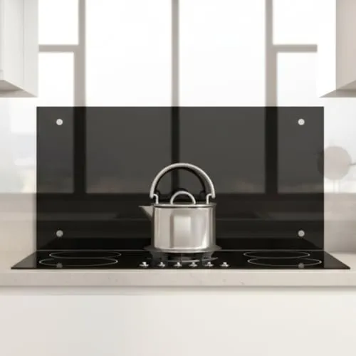 Mucola Küchenrückwand Glasrückwand Schwarz in schwarz von Mucola