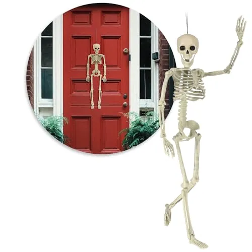 com-four® 60cm Deko Skelett für Halloween - XL-Skelett aus Kunststoff zum Aufhängen und Aufstellen - Skelett mit beweglichen Gelenken - hoher Grusel-Faktor für Halloween (XL - 1 Skelett - 60cm)