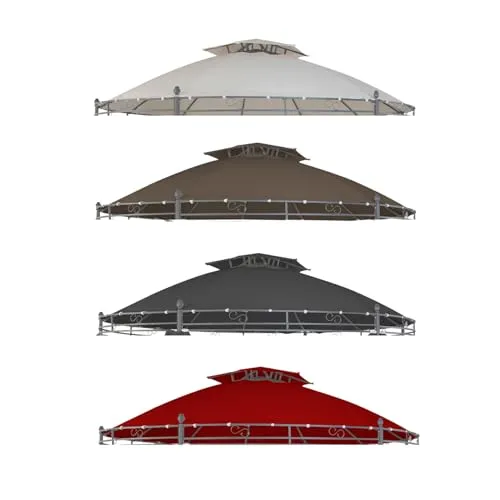 Mojawo Ersatz Dach für Pavillon rund 3,5m - Wasserdicht und langlebig - Pavillons, strapazierfähiges Polyester mit PU-Beschichtung, wetterfest und ideal für Gartenpartys, einfache Anbringung durch praktische Klettverschluss-Befestigung.
